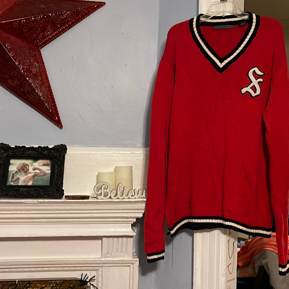 Sean John Red V-Neck Sweater